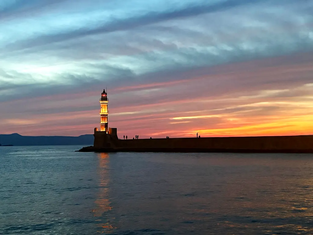 Chania harbor sunset